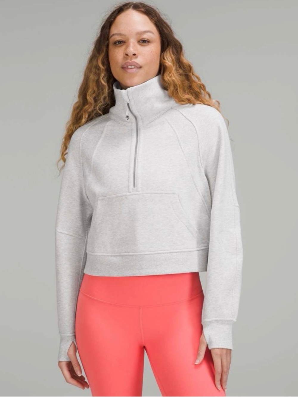 Lululemon Scuba Oversized Funnel Neck Half Zip Heathered Core Ultra Light Grey